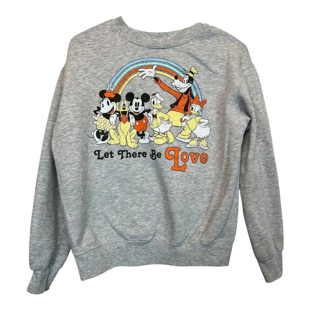 Disney Mickey Grunge Sweatshirt Fleece Pullover Hoodie Distressed Womens S Faded